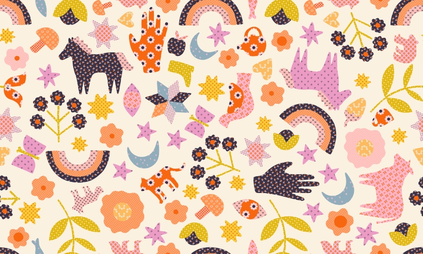 Baumwolle Patchwork -  Alexia Abegg - Ruby Star Society - Meadow Star - Daisy Applique Menagerie